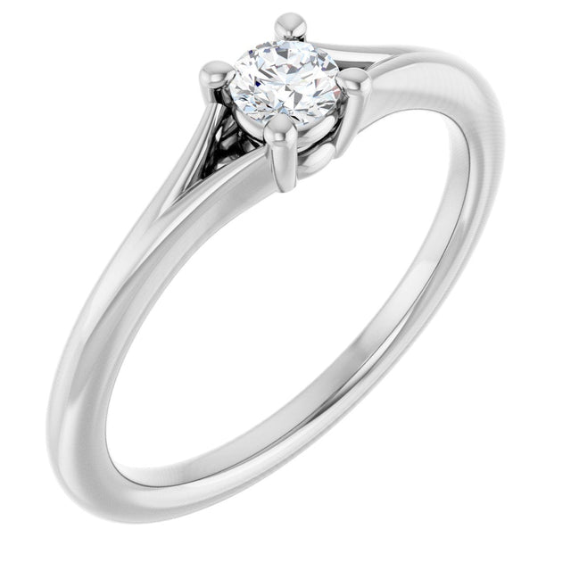 Platinum Round Natural Diamond Youth Solitaire Ring