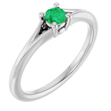 Platinum Round Lab-Grown Emerald Youth Solitaire Ring