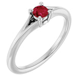 Platinum Round Lab-Grown Ruby Youth Solitaire Ring