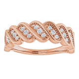 14K Gold Round Natural Diamond Accented Stackable Ring II - Rose Gold - view 3
