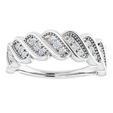 Platinum Round Natural Diamond Accented Stackable Ring II - view 3