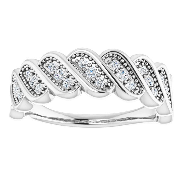 Platinum Round Natural Diamond Accented Stackable Ring II - view 3