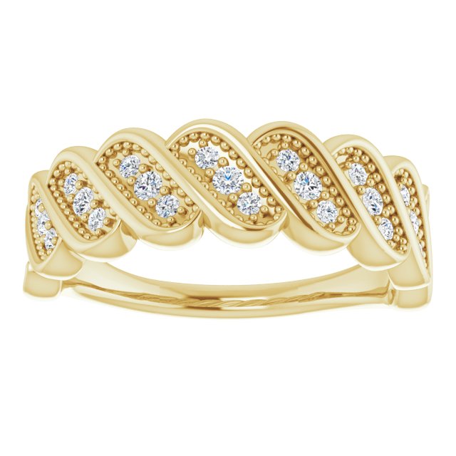 14K Gold Round Natural Diamond Accented Stackable Ring II - Yellow Gold - view 3