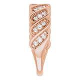 14K Gold Round Natural Diamond Accented Stackable Ring II - Rose Gold - view 4
