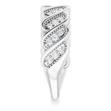 Platinum Round Natural Diamond Accented Stackable Ring II - view 4