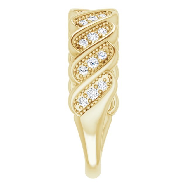 14K Gold Round Natural Diamond Accented Stackable Ring II - Yellow Gold - view 4