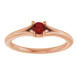 14K Gold Round Natural Mozambique Garnet Youth Solitaire Ring - Rose Gold - view 3
