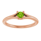 14K Gold Round Natural Peridot Youth Solitaire Ring - Rose Gold - view 3