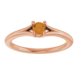 14K Gold Round Natural Citrine Youth Solitaire Ring - Rose Gold - view 3