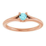 14K Gold Round Natural Blue Zircon Youth Solitaire Ring - Rose Gold - view 3