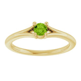 14K Gold Round Natural Peridot Youth Solitaire Ring - Yellow Gold - view 3