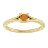 14K Gold Round Natural Citrine Youth Solitaire Ring - Yellow Gold - view 3