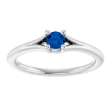 14K Gold Round Lab-Grown Blue Sapphire Youth Solitaire Ring - White Gold - view 3