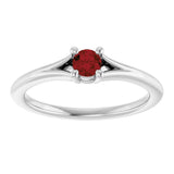 Platinum Round Natural Mozambique Garnet Youth Solitaire Ring - view 3