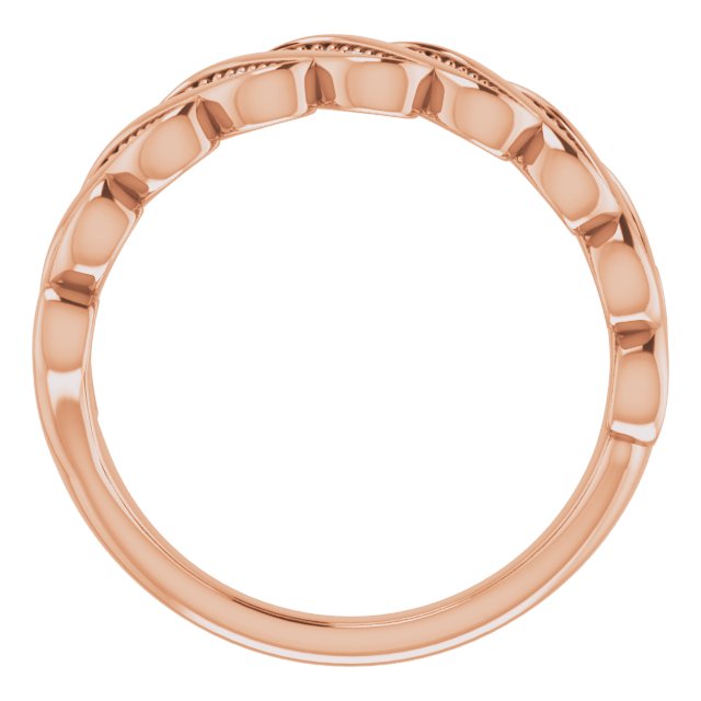 14K Gold Round Natural Diamond Accented Stackable Ring II - Rose Gold - view 2