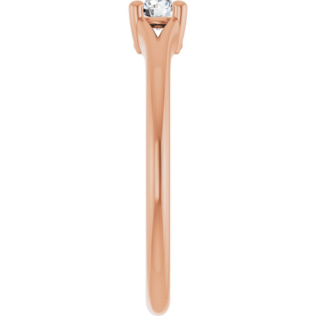 14K Gold Round Natural White Sapphire Youth Solitaire Ring - Rose Gold - view 4