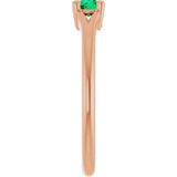 14K Gold Round Lab-Grown Emerald Youth Solitaire Ring - Rose Gold - view 4