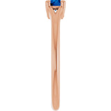 14K Gold Round Lab-Grown Blue Sapphire Youth Solitaire Ring - Rose Gold - view 4