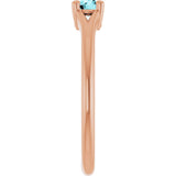 14K Gold Round Natural Blue Zircon Youth Solitaire Ring - Rose Gold - view 4