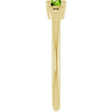 14K Gold Round Natural Peridot Youth Solitaire Ring - Yellow Gold - view 4