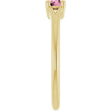 14K Gold Round Natural Pink Tourmaline Youth Solitaire Ring - Yellow Gold - view 4