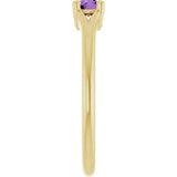 14K Gold Round Natural Amethyst Youth Solitaire Ring - Yellow Gold - view 4