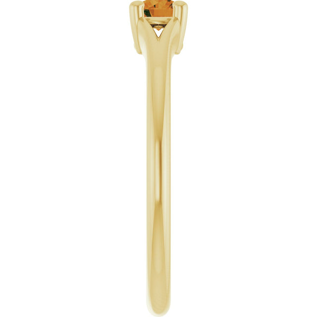 14K Gold Round Natural Citrine Youth Solitaire Ring - Yellow Gold - view 4