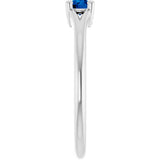 Platinum Round Natural Blue Sapphire Youth Solitaire Ring - view 4