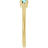14K Gold Round Natural Blue Zircon Youth Solitaire Ring - Yellow Gold - view 4