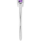 Platinum Round Natural Amethyst Youth Solitaire Ring - view 4