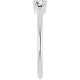 14K Gold Round Natural White Sapphire Youth Solitaire Ring - White Gold - view 4