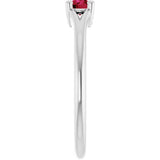 Platinum Round Natural Ruby Youth Solitaire Ring - view 4