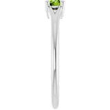 14K Gold Round Natural Peridot Youth Solitaire Ring - White Gold - view 4