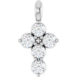 Platinum Round Natural Diamond Accented Cross Necklace or Pendant – 11.5x6.1mm