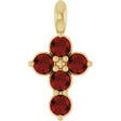 14K Gold Round Natural Mozambique Garnet Accented Cross Necklace or Pendant - Yellow Gold