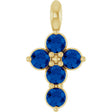 14K Gold Round Natural Blue Sapphire Accented Cross Necklace or Pendant - Yellow Gold
