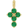 14K Gold Round Lab-Grown Emerald Accented Cross Necklace or Pendant - Yellow Gold