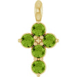 14K Gold Round Natural Peridot Accented Cross Necklace or Pendant - Yellow Gold
