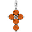 Platinum Round Natural Citrine Accented Cross Necklace or Pendant