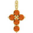 14K Gold Round Natural Citrine Accented Cross Necklace or Pendant - Yellow Gold