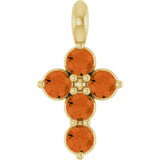 14K Gold Round Natural Citrine Accented Cross Necklace or Pendant - Yellow Gold