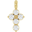 14K Gold Round Natural Diamond Accented Cross Necklace or Pendant – 11.5x6.1mm - Yellow Gold