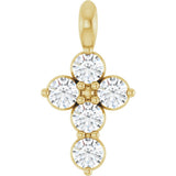 14K Gold Round Natural Diamond Accented Cross Necklace or Pendant – 11.5x6.1mm - Yellow Gold