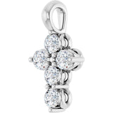 Platinum Round Natural Diamond Accented Cross Necklace or Pendant – 11.5x6.1mm - view 2