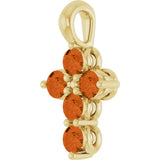 14K Gold Round Natural Citrine Accented Cross Necklace or Pendant - Yellow Gold - view 2