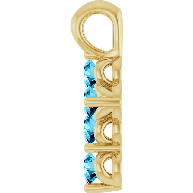 14K Gold Round Natural Aquamarine Accented Cross Necklace or Pendant - Yellow Gold - view 2