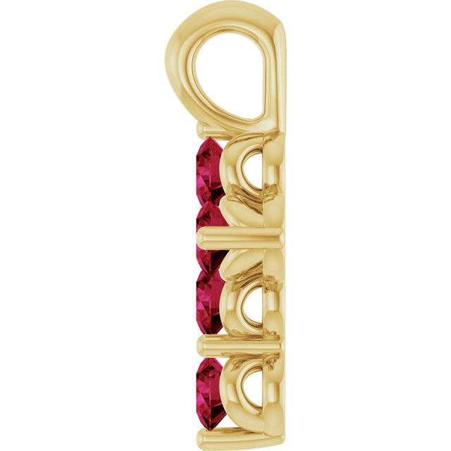14K Gold Round Natural Ruby Accented Cross Necklace or Pendant - Yellow Gold - view 2