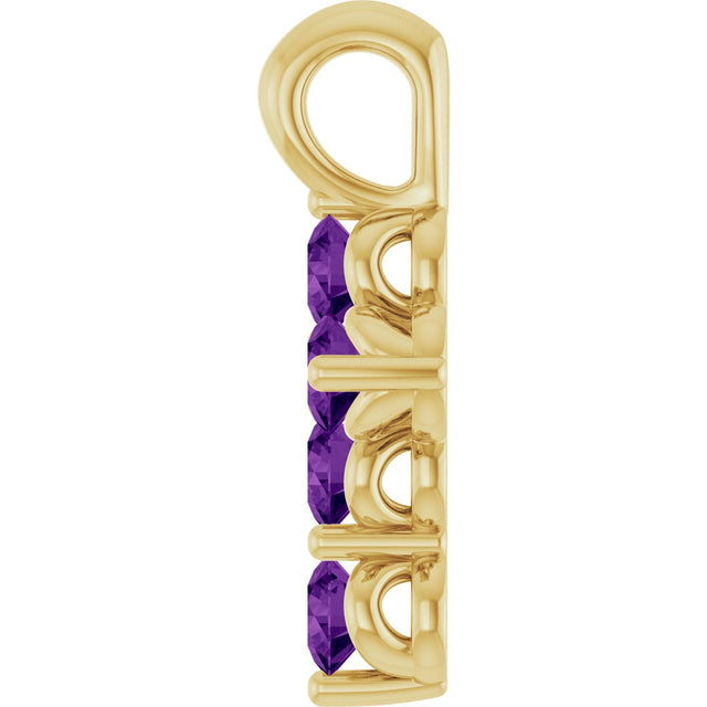14K Gold Round Natural Amethyst Accented Cross Necklace or Pendant - Yellow Gold - view 3