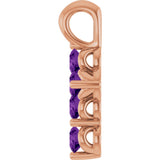 14K Gold Round Natural Amethyst Accented Cross Necklace or Pendant - Rose Gold - view 3