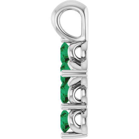 Platinum Round Lab-Grown Emerald Accented Cross Necklace or Pendant - view 2